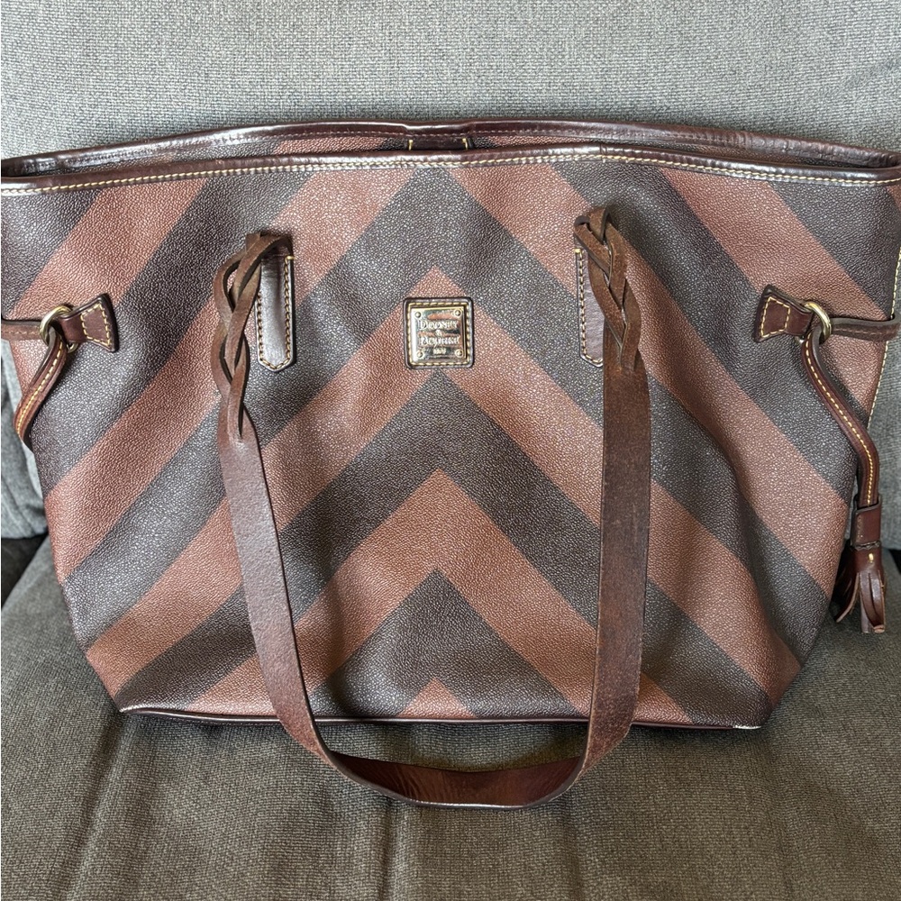Dooney & Bourke Brown and Black Chevron Handbag